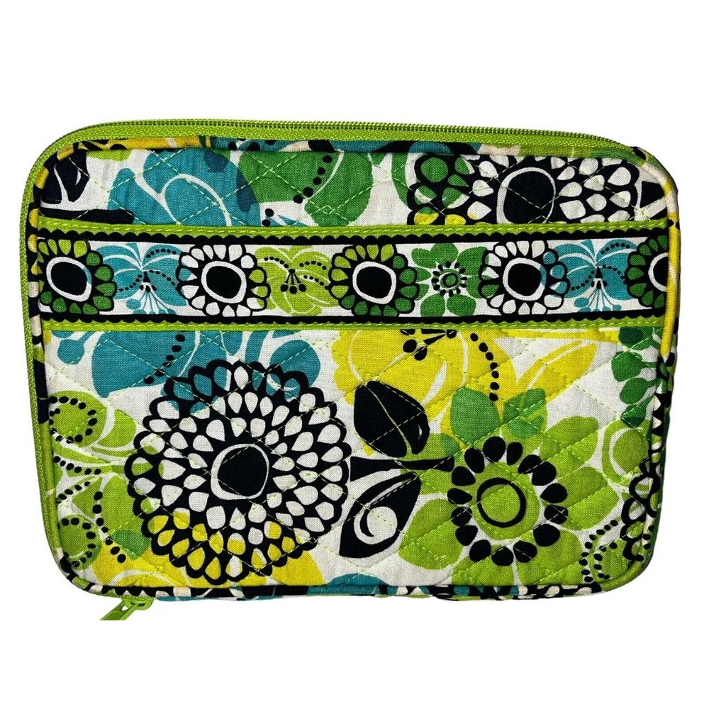 Vera Bradley Quilted Padded Multiuse Case Sleeve Bag Limes Up Green Yellow 9"x6"